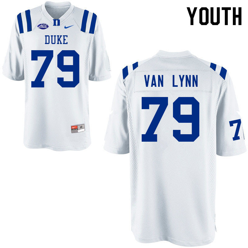 Youth #79 Carson Van Lynn Duke Blue Devils College Football Jerseys Sale-White